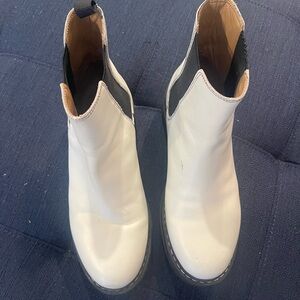 Marc Fisher White and Black Ankle Boots